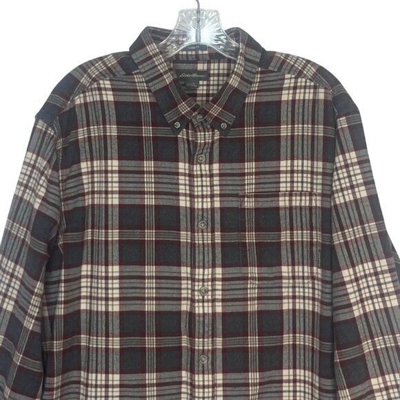 Eddie Bauer Mens Flannel Shirt Classic Fit Plaid Gray Size XL - Picture 3 of 8